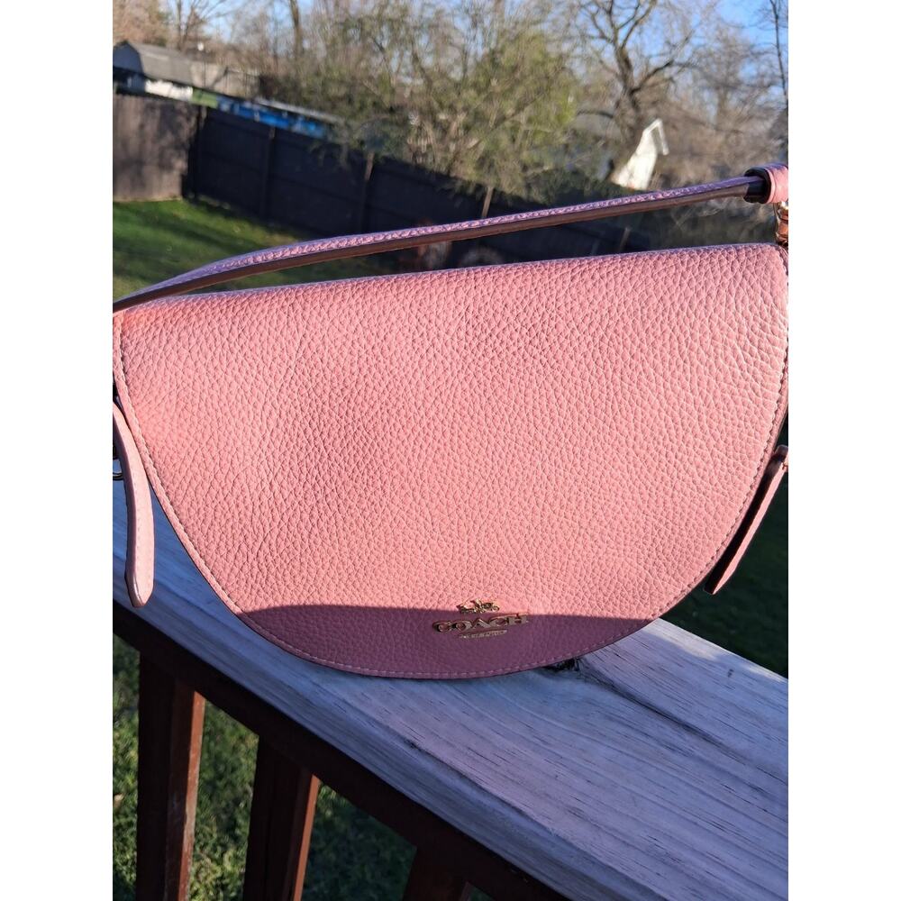 Coach Pink Ellen Pebble Leather Crossbody Bag Pink Bubblegum NWOT - Picture 4 of 6